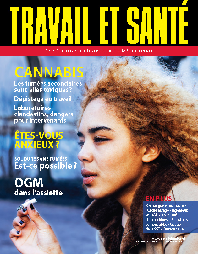 Revue Travail et santé : volume 34, numéro 1 - Mars 2018 - Page couverture